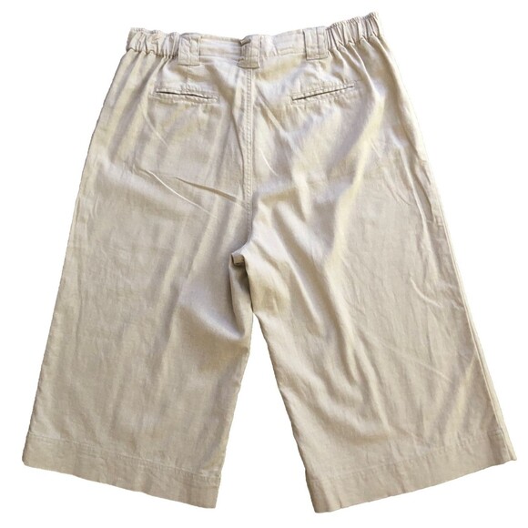 Papagallo Linen Blend Wide Leg Capri Womens Sz 10P Y2k Tan Scandi Girl Lagenlook - Picture 5 of 14